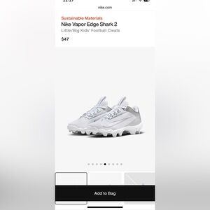 Nike Vapor Edge Shark 2 - youth football cleats - White - Size 1.5Y